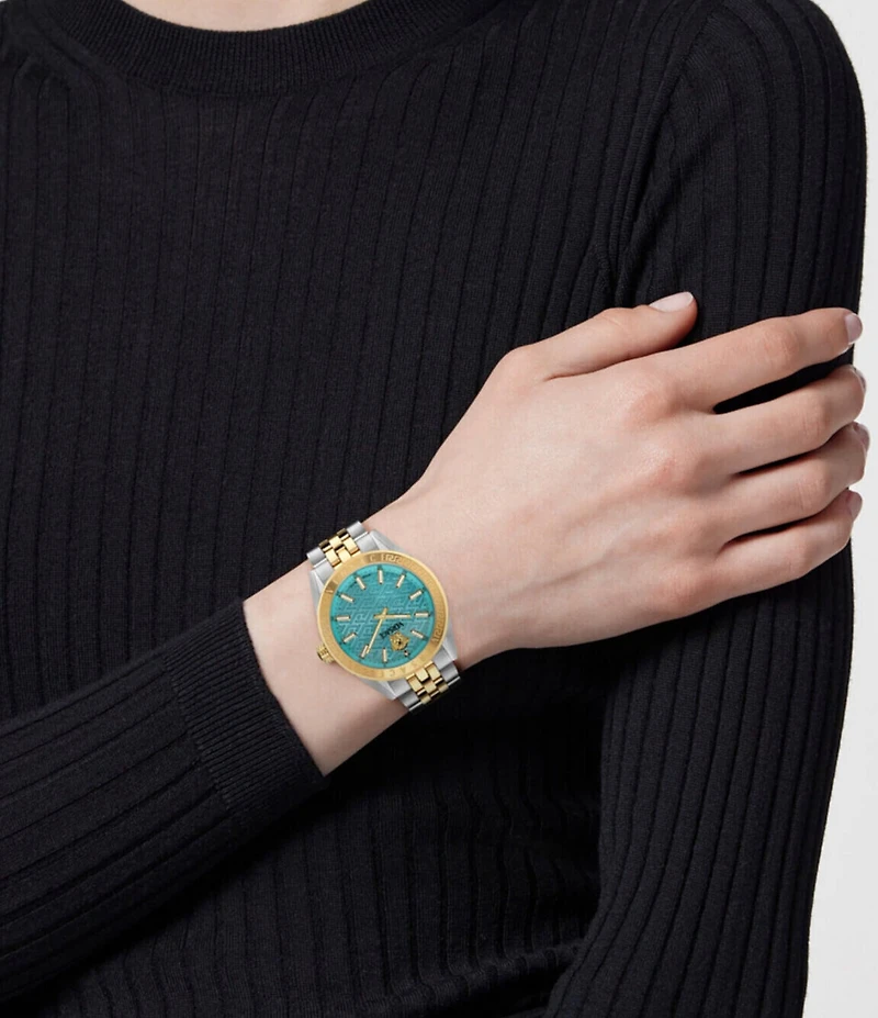 Versace Women's V-Code Quartz Analog Two Tone Stainless Steel Bracelet Watch