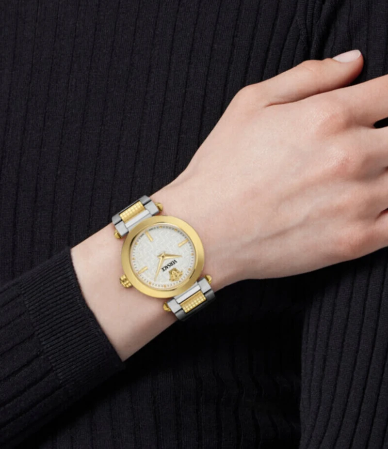 Versace Women's Versace Greek Analog Two Tone Stainless Steel Bracelet Watch