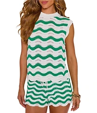 VICI Collection Coordinating Crochet Knit Crew Neck Sleeveless Top