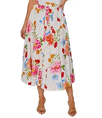 VICI Collection Cotton Floral A-Line Midi Skirt