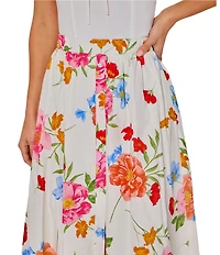 VICI Collection Cotton Floral A-Line Midi Skirt