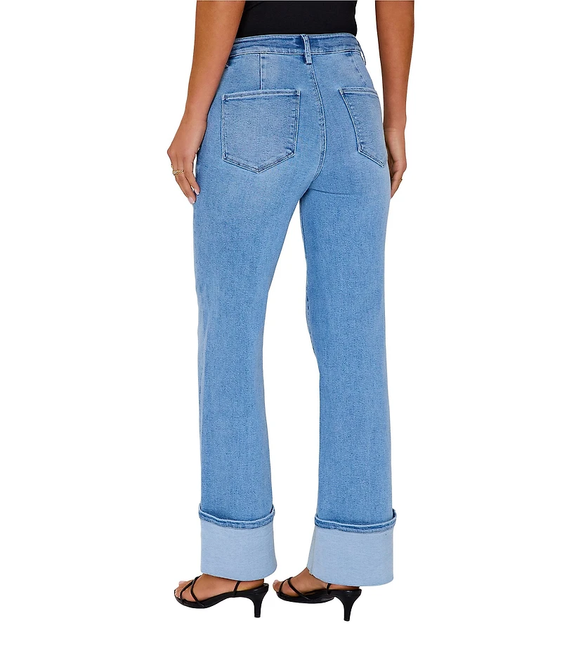 VICI Collection Cuffed Wide Leg Stretch Denim Jeans
