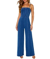VICI Collection Denim Sleeveless Flare Leg Jumpsuit