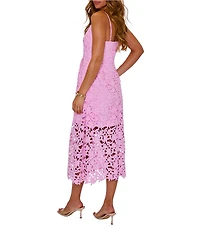 VICI Collection Floral Lace Sleeveless Fit & Flare Midi Dress