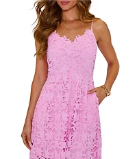 VICI Collection Floral Lace Sleeveless Fit & Flare Midi Dress