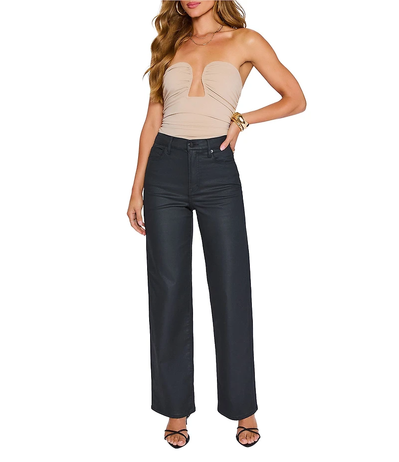 VICI Collection High Rise Straight Leg Coated Jeans