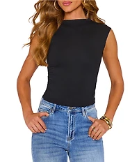 VICI Collection Knit Cap Sleeve Ruched Top