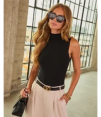VICI Collection Mock Neck Sleeveless Knit Top