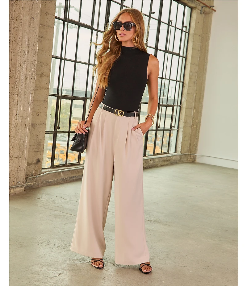 VICI Collection Mock Neck Sleeveless Knit Top