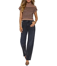 VICI Collection Mock Neck Sleeveless Striped Knit Top