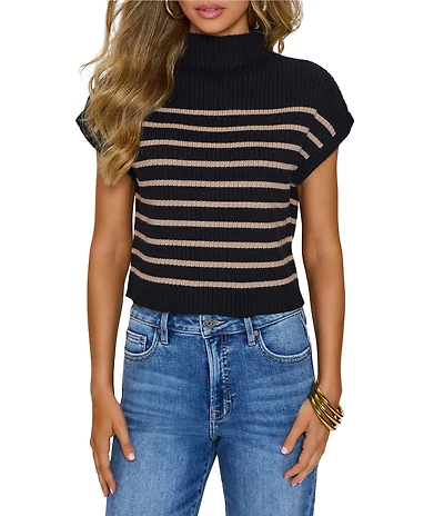 VICI Collection Mock Neck Sleeveless Striped Knit Top