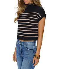 VICI Collection Mock Neck Sleeveless Striped Knit Top