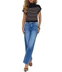 VICI Collection Mock Neck Sleeveless Striped Knit Top