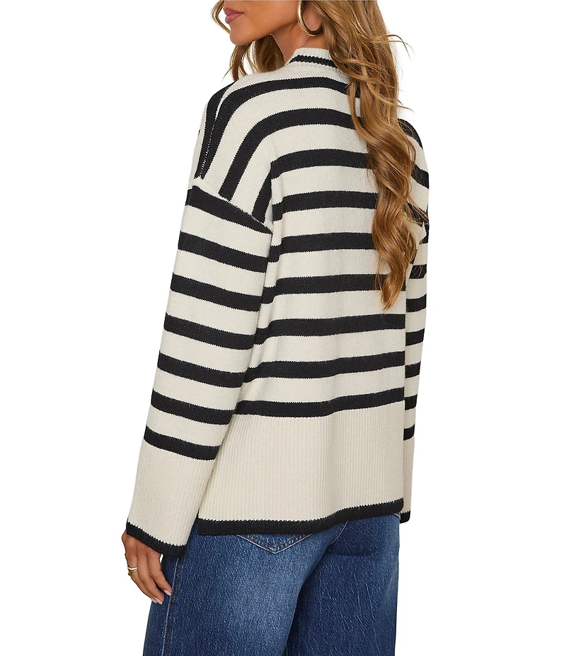 VICI Collection Mockneck Striped Sweater
