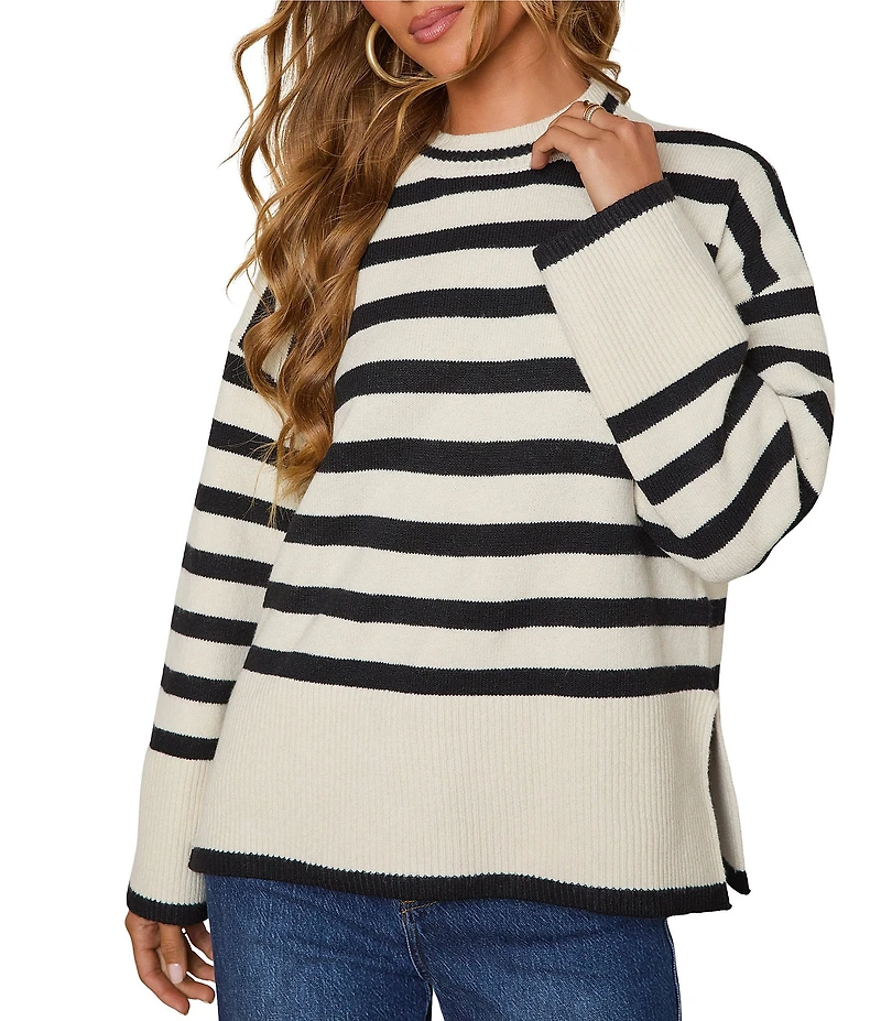 VICI Collection Mockneck Striped Sweater