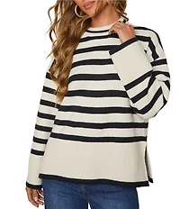 VICI Collection Mockneck Striped Sweater