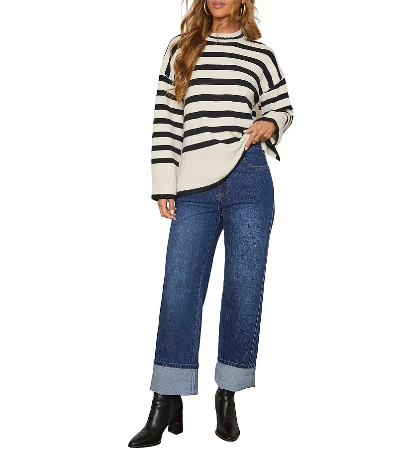 VICI Collection Mockneck Striped Sweater