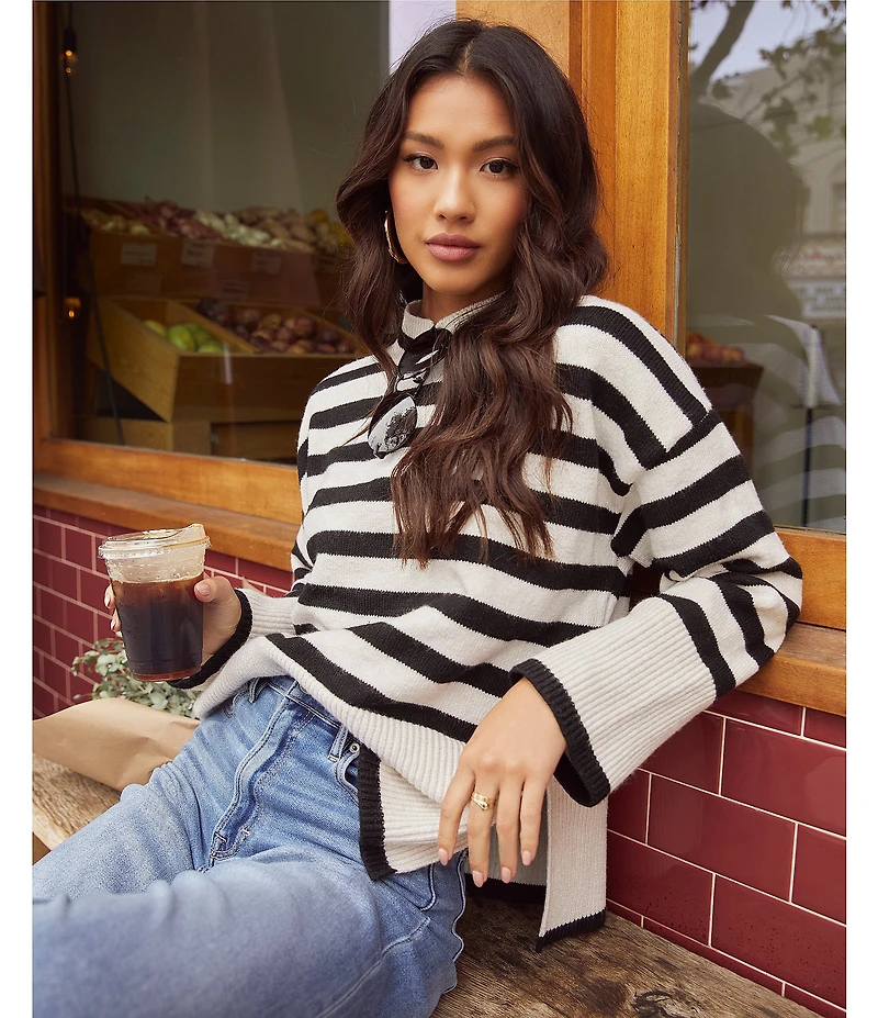 VICI Collection Mockneck Striped Sweater