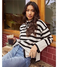 VICI Collection Mockneck Striped Sweater