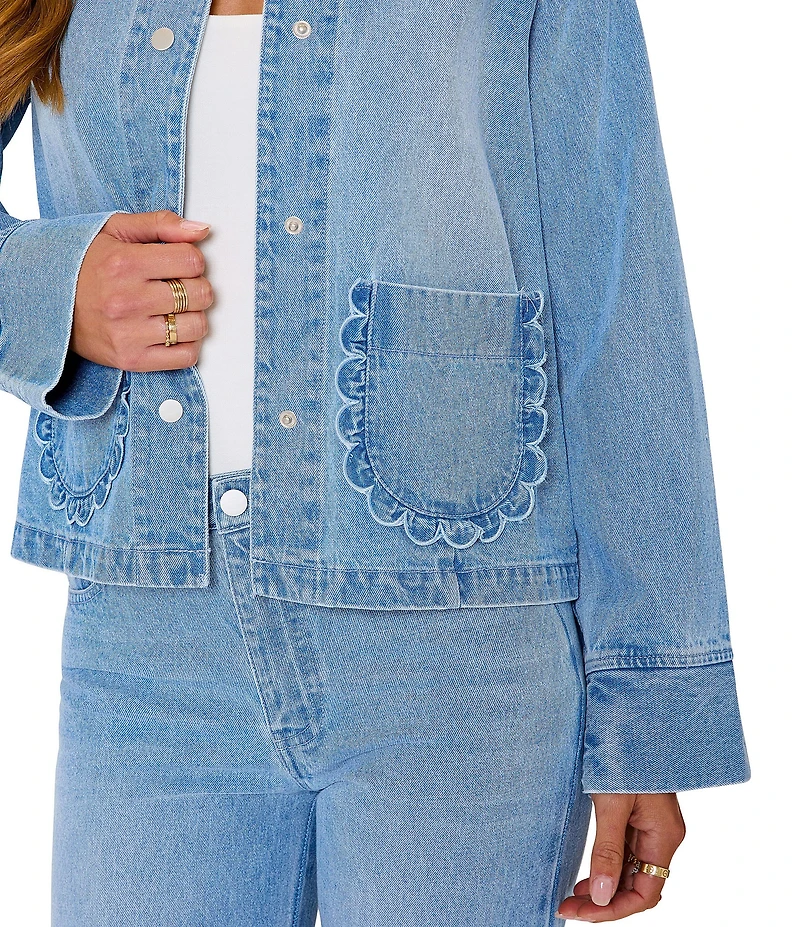 VICI Collection Scalloped Trim Denim Jacket