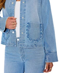 VICI Collection Scalloped Trim Denim Jacket