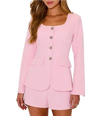 VICI Collection Scoop Neck Long Sleeve Blazer Bodice Romper