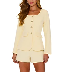 VICI Collection Scoop Neck Long Sleeve Blazer Bodice Romper