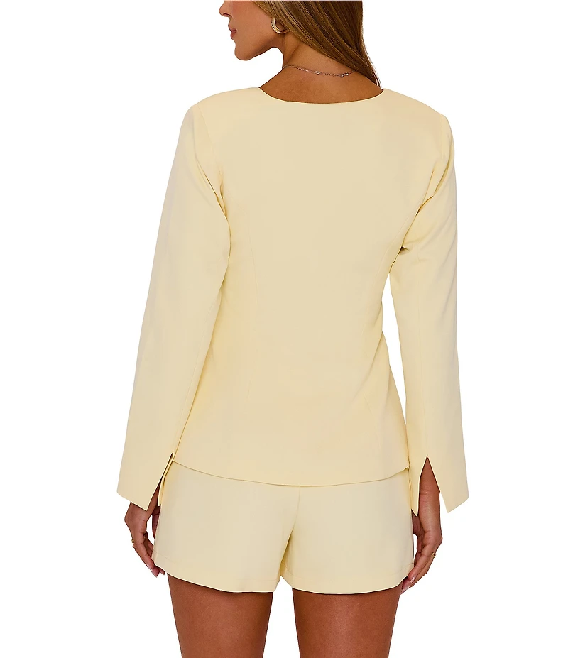 VICI Collection Scoop Neck Long Sleeve Blazer Bodice Romper