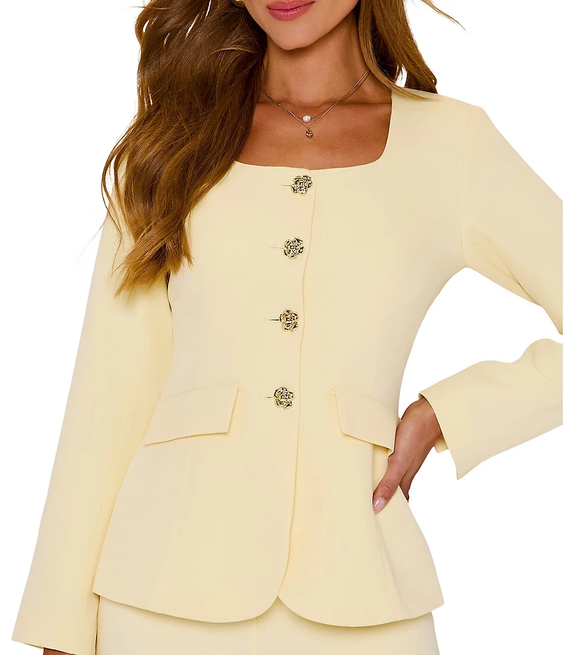 VICI Collection Scoop Neck Long Sleeve Blazer Bodice Romper