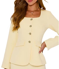 VICI Collection Scoop Neck Long Sleeve Blazer Bodice Romper