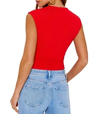 VICI Collection Seamless Knit Mock Neck Cap Sleeve Top