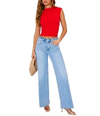 VICI Collection Seamless Knit Mock Neck Cap Sleeve Top