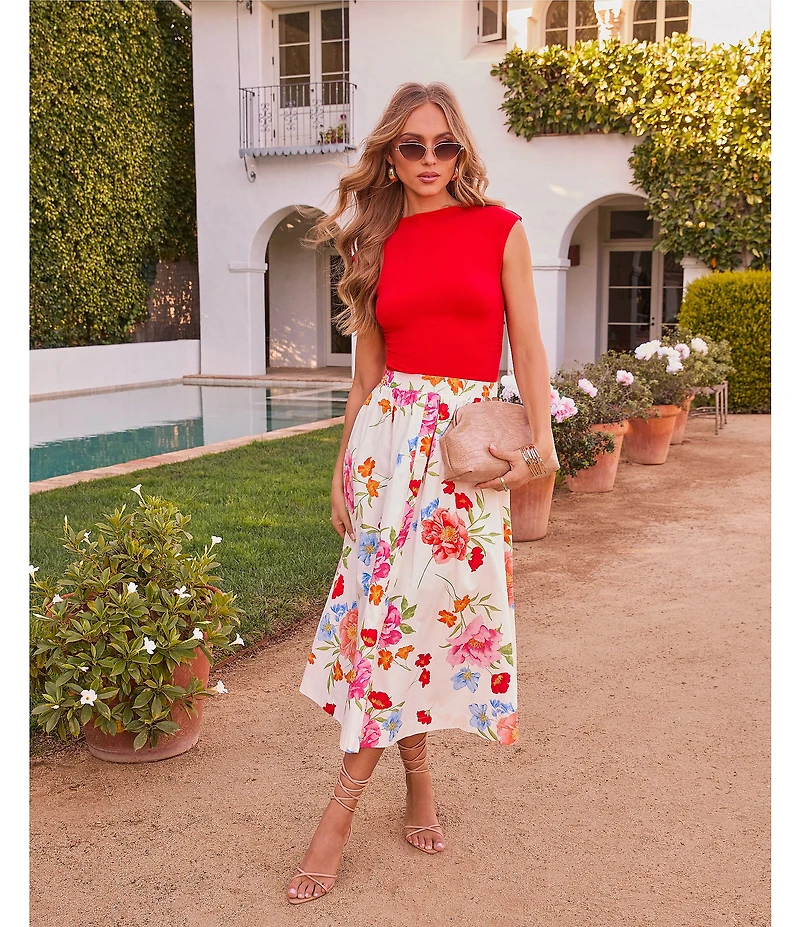 VICI Collection Seamless Knit Mock Neck Cap Sleeve Top