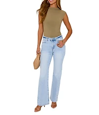 VICI Collection Seamless Knit Mock Neck Cap Sleeve Top