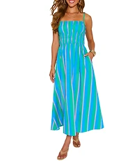 VICI Collection Stripe Square Neck Sleeveless A-Line Dress