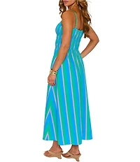VICI Collection Stripe Square Neck Sleeveless A-Line Dress