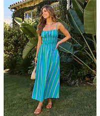 VICI Collection Stripe Square Neck Sleeveless A-Line Dress