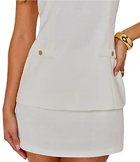 VICI Collection Tweed Sleeveless Vested Romper