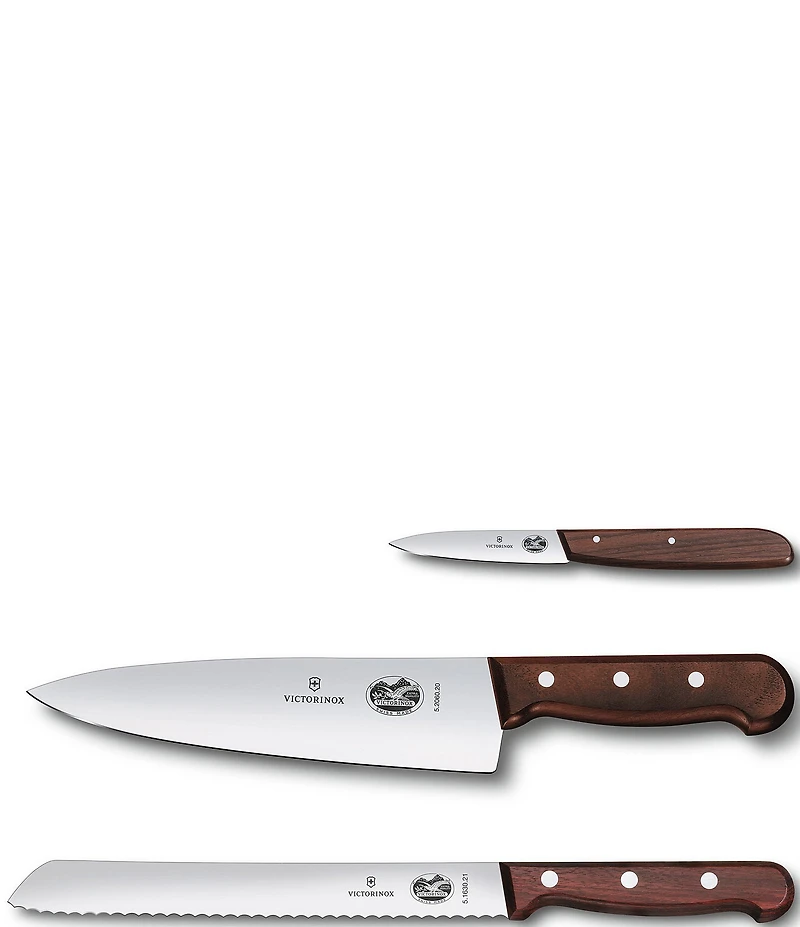 Victorinox Swiss Army 3-Piece Rosewood Flat Knife Set