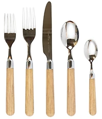 VIETRI Albero Oak 5-Piece Stainless Steel Place Setting