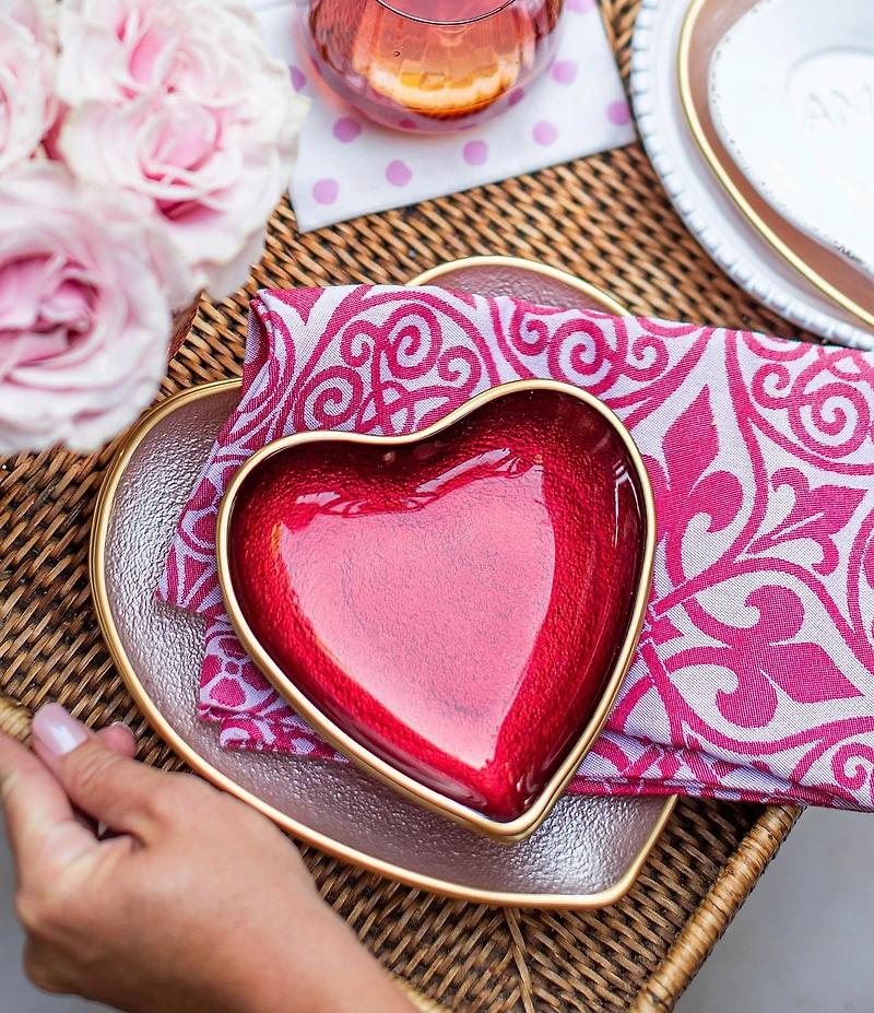 VIETRI Baroque Glass Collection Heart Plate