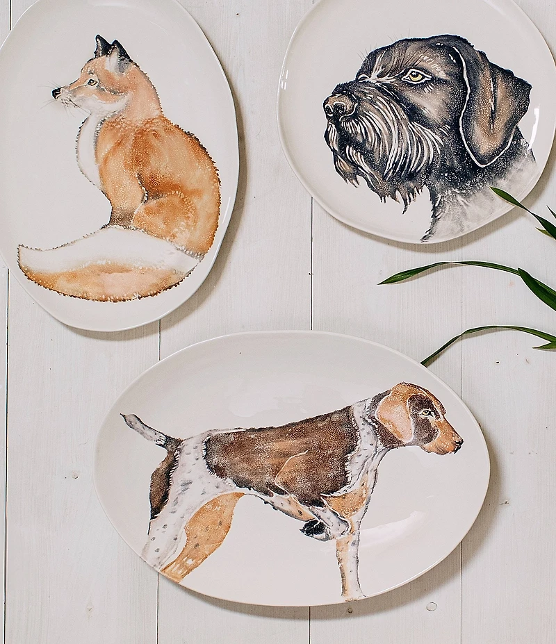 VIETRI Cacciatore Pointer Shallow Oval Bowl