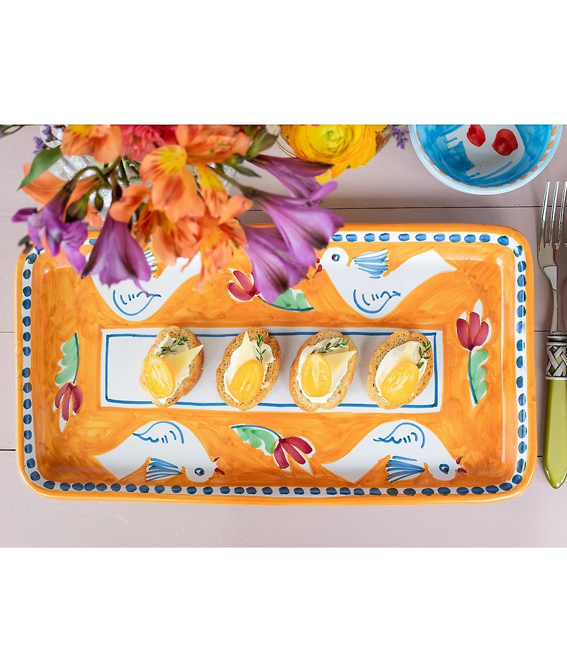 VIETRI Campagna Uccello Bird Print Rectangular Platter