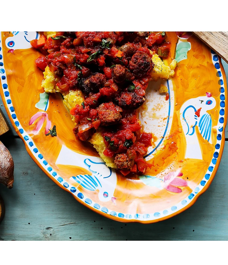 VIETRI Campagna Uccello Bird Print Small Oval Tray