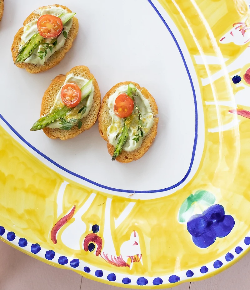 VIETRI Campagna Uccello Bird Print Small Oval Tray