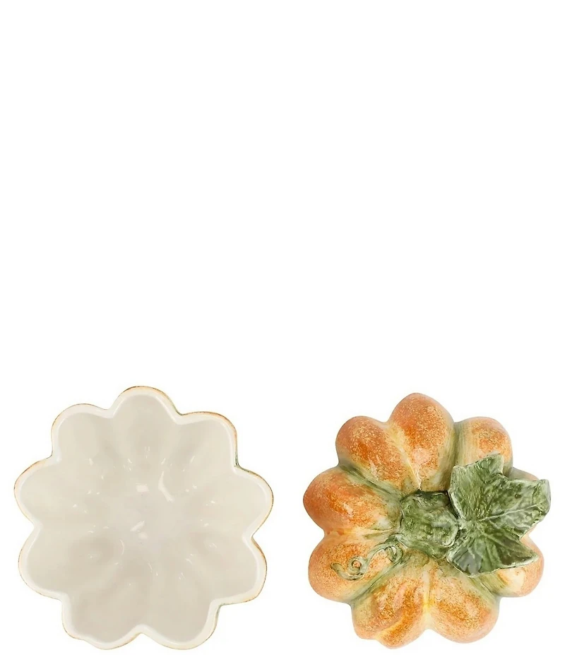 VIETRI Festive Fall Small Covered Pumpkin Dish