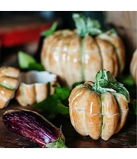 VIETRI Festive Fall Small Covered Pumpkin Dish