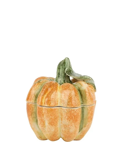 VIETRI Festive Fall Small Covered Pumpkin Dish