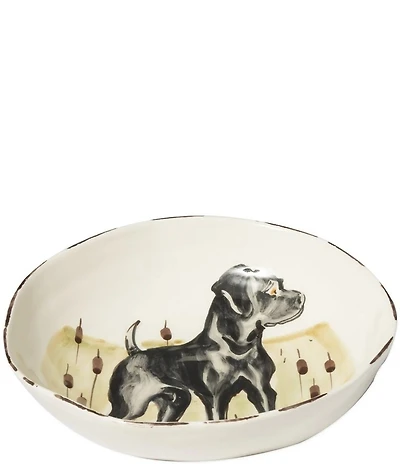 VIETRI Festive Fall Wildlife Black Hunting Dog Pasta Bowl