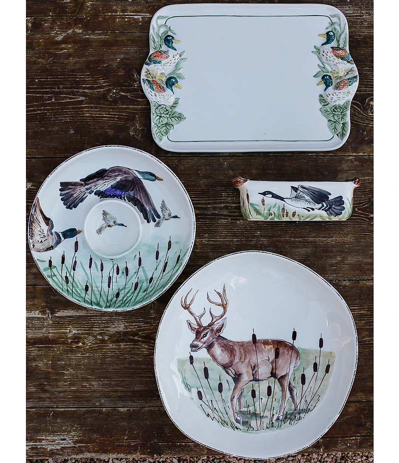 VIETRI Festive Fall Wildlife Mallard Chip N Dip Server